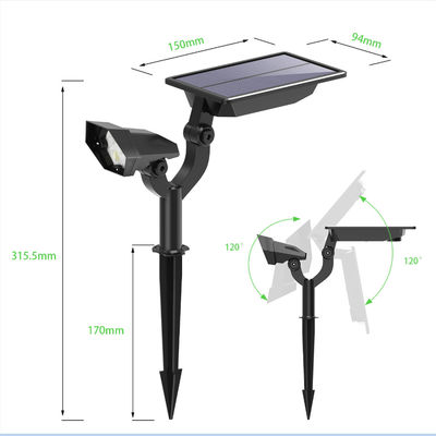 3.7V 2600mAh Led Solar Integrated Lamp , 315mm Adjustable Solar Lights